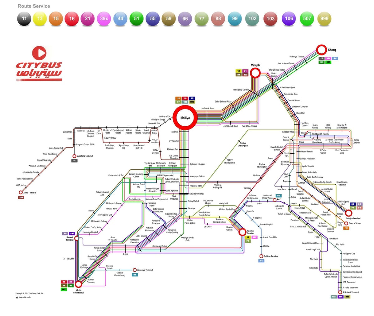 kuvajt kptc autobusová zastávka, mapu